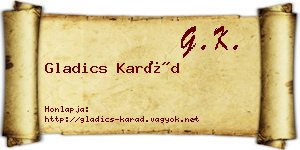 Gladics Karád névjegykártya